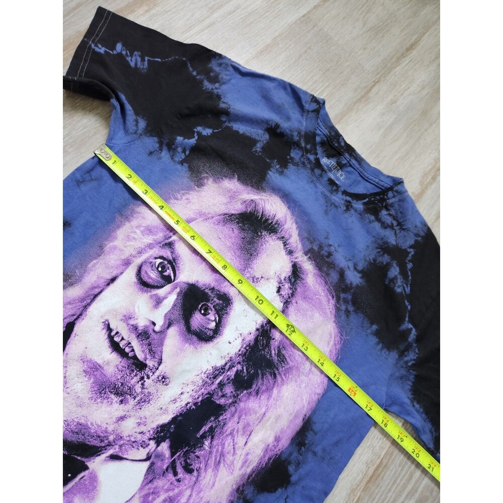 Beetlejuice Graphic Tee Shirt Black Blue Tie Dye Dual Sided Print Mens S EUC - Picture 4 of 7